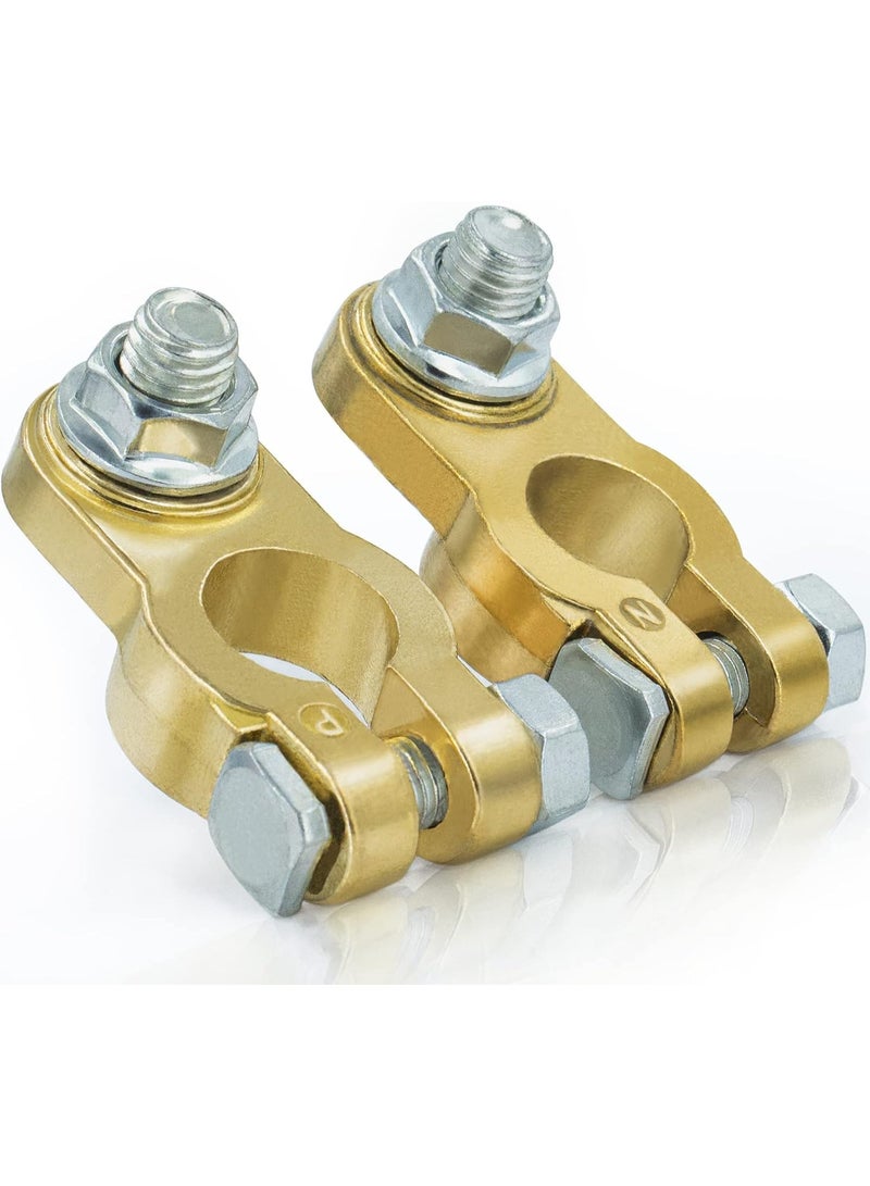 1 Pair Battery Terminal Connector, Heavy Duty Cable End Connector Compatible With Car, Van, Truck Marine Boat RV etc, Top Post Battery Terminals End Clamp Set - Image 1